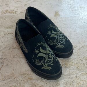 Hurley Mens Shoes Black Green size 7 M Canvas Slip On Casual Sneakers